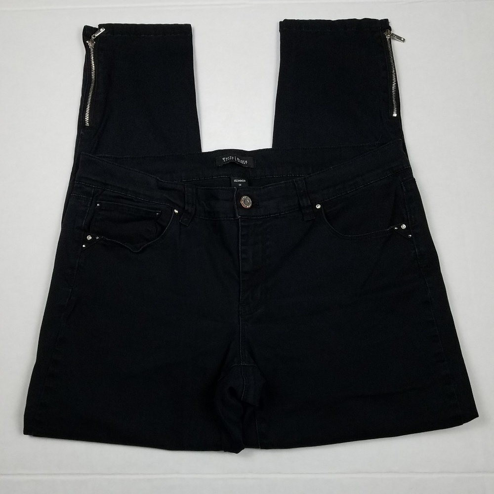 WHBM Black Skimmer Zipper Ankle Jeans